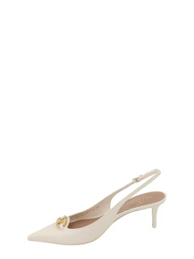 Shop Valentino Leather Slingback With Vlogo Signature Detail