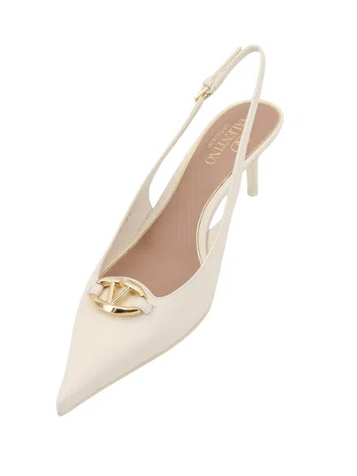 Shop Valentino Leather Slingback With Vlogo Signature Detail