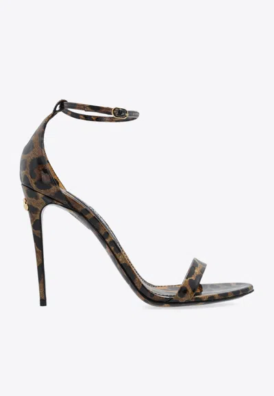 Shop Dolce & Gabbana 110 Leopard Print Sandals In Brown