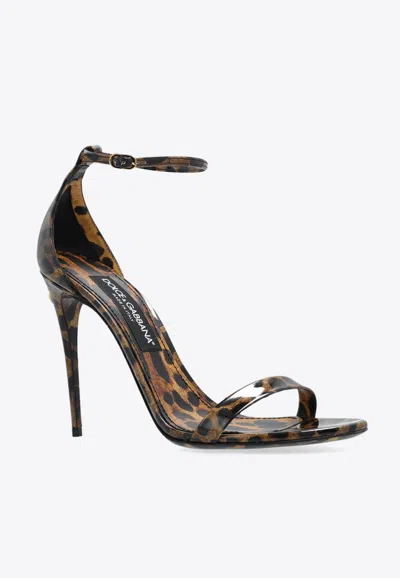Dolce & Gabbana 105mm Keira Patent Leather Sandals In Brown