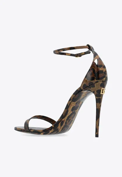 Dolce & Gabbana 105mm Keira Patent Leather Sandals In Brown