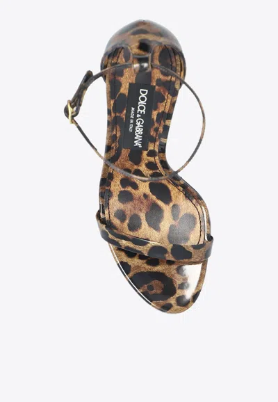 Dolce & Gabbana 105mm Keira Patent Leather Sandals In Brown