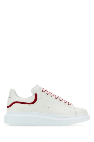 Shop Alexander Mcqueen Man White Leather Sneakers With White Leather Heel