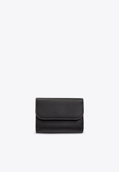 Shop Chloé Alphabet Charm Tri-fold Leather Wallet In Black