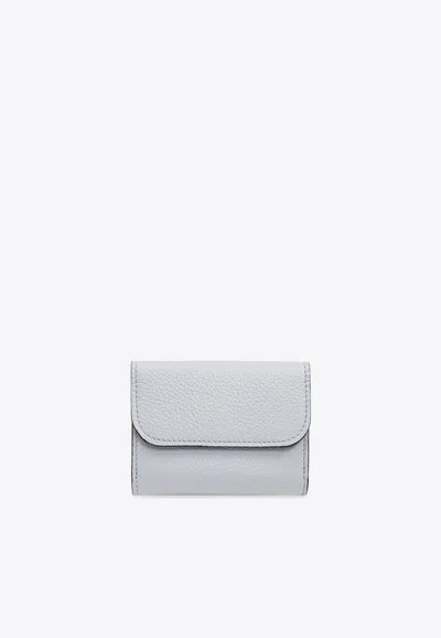 Shop Chloé Alphabet Charm Tri-fold Leather Wallet In Blue
