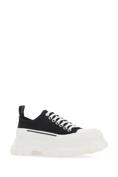 Shop Alexander Mcqueen Woman Black Canvas Tread Slick Sneakers