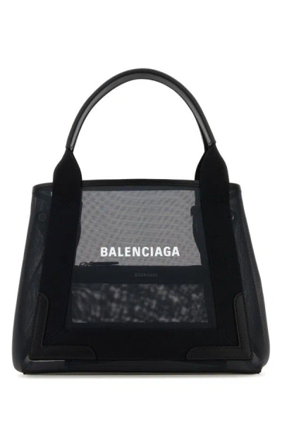 Shop Balenciaga Woman Black Mesh Cabas S Handbag