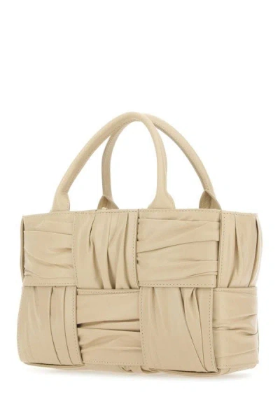 Shop Bottega Veneta Woman Beige Leather Mini Arco Handbag In Brown