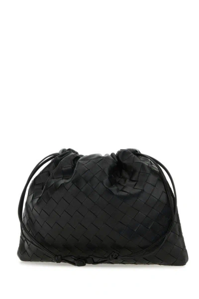 Shop Bottega Veneta Woman Black Leather Medium Clutch