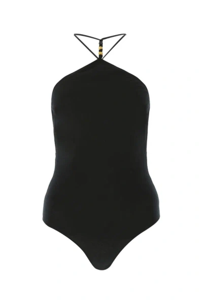 Bottega Veneta Black Stretch Cashmere Blend Bodysuit In Black