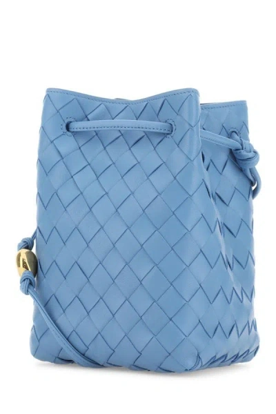 Shop Bottega Veneta Woman Cerulean Blue Leather Bucket Bag