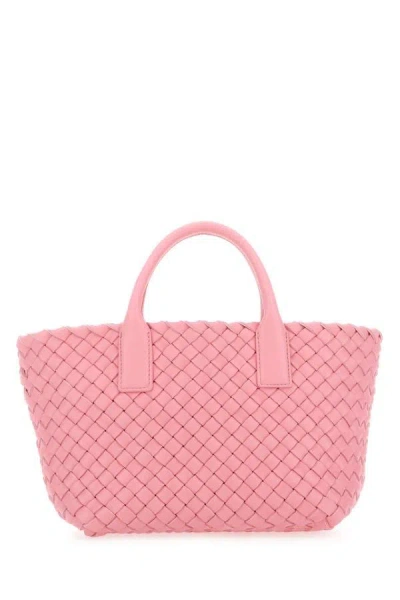 Shop Bottega Veneta Woman Pink Leather Mini Cabat Handbag