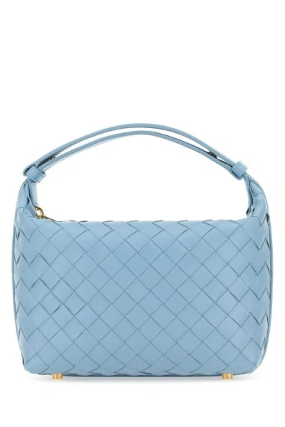Shop Bottega Veneta Woman Powder Blue Nappa Leather Mini Wallace Handbag