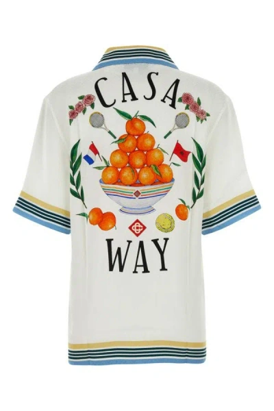 Shop Casablanca Woman White Silk Casa Way Shirt