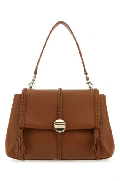 Shop Chloé Chloe Woman Caramel Leather Medium Penelope Handbag In Multicolor