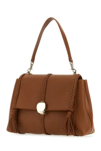 Shop Chloé Chloe Woman Caramel Leather Medium Penelope Handbag In Multicolor