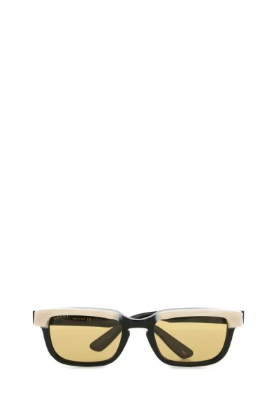 Gucci Black Rectangular Sunglasses In Black