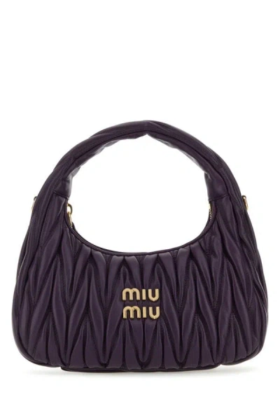 Shop Miu Miu Woman Purple Nappa Leather Handbag