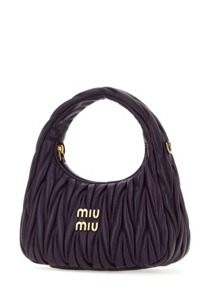 Shop Miu Miu Woman Purple Nappa Leather Handbag