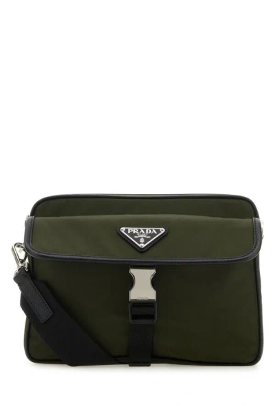 Shop Prada Man Army Green Nylon Crossbody Bag