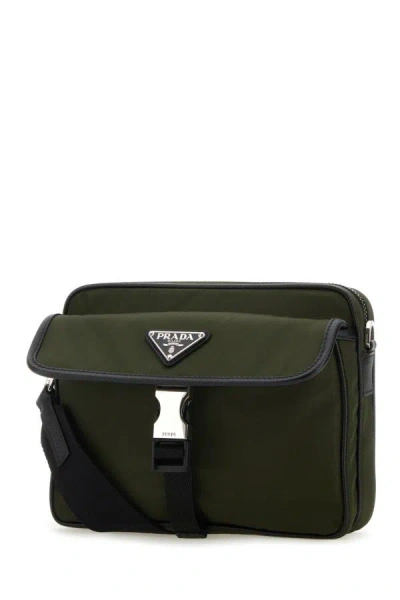 Shop Prada Man Army Green Nylon Crossbody Bag