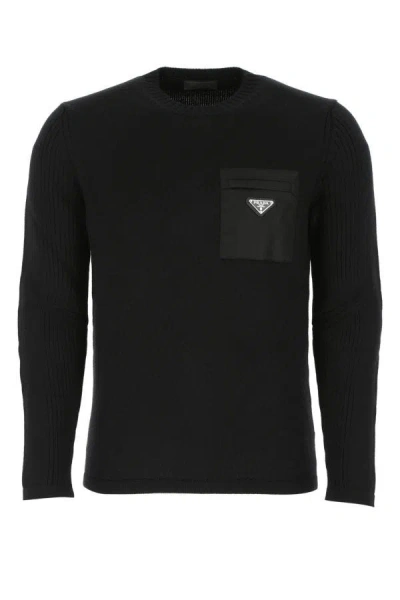 Shop Prada Man Black Wool Sweater