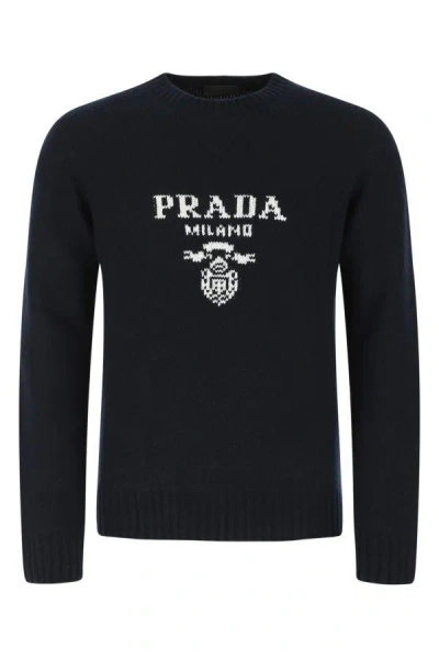 Shop Prada Man Midnight Blue Wool Blend Sweater