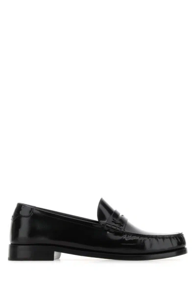Saint Laurent Le Loafer Loafers In Polished Wrinkled Leather In Black