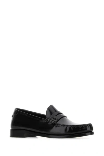 Saint Laurent Le Loafer Loafers In Polished Wrinkled Leather In Black