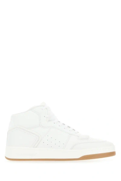 Shop Saint Laurent Man White Leather Sl/80 Sneakers