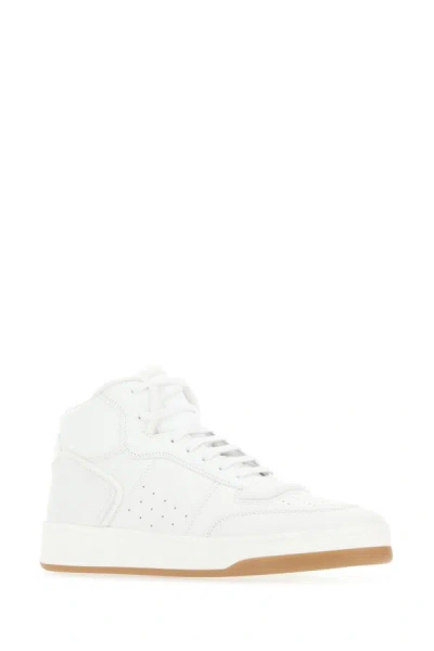 Shop Saint Laurent Man White Leather Sl/80 Sneakers
