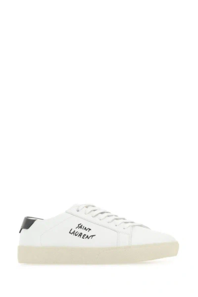 Shop Saint Laurent Woman White Leather Court Classic Sl/06 Sneakers