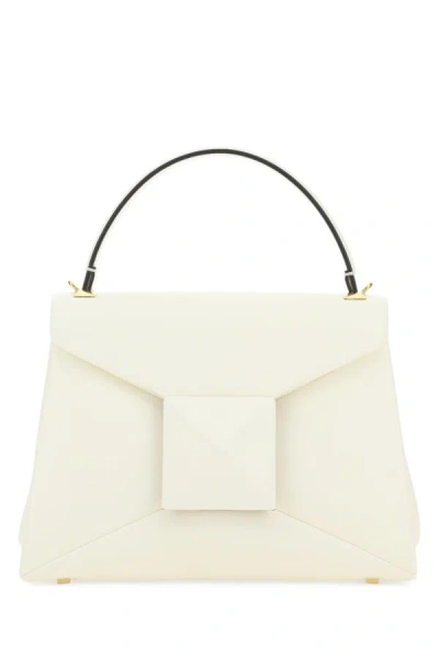 Shop Valentino Garavani Woman Ivory Nappa Leather One Stud Handbag In White
