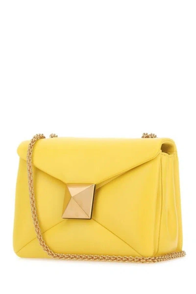 Shop Valentino Garavani Woman Yellow Nappa Leather One Stud Shoulder Bag