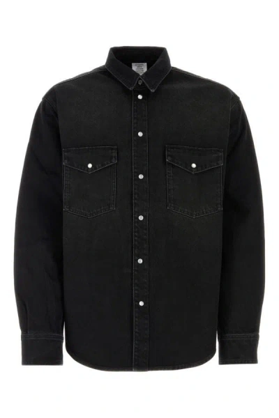Shop Vetements Unisex Black Denim Shirt