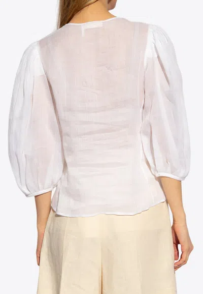 Shop Chloé Balloon-sleeved Blouse In White