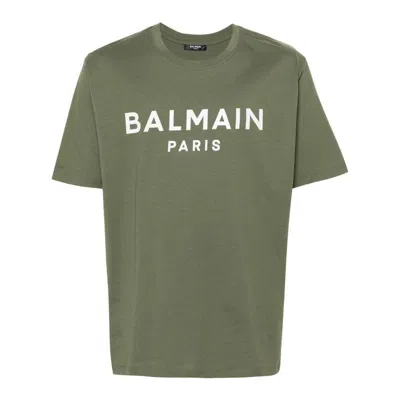 Shop Balmain T-shirts In Green/white