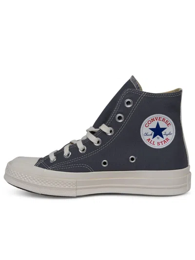 Shop Comme Des Garçons Play X Converse High Top Grey Canvas Sneakers