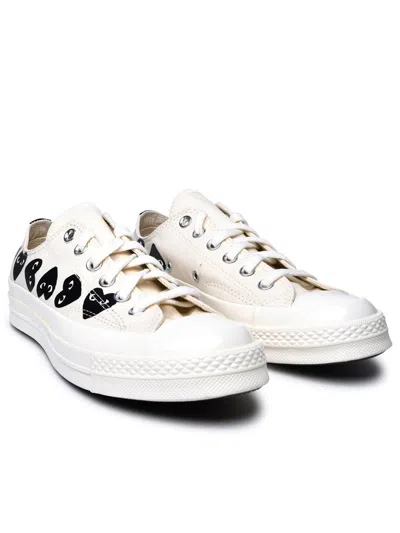 Shop Comme Des Garçons Play X Converse Ivory Fabric Sneakers
