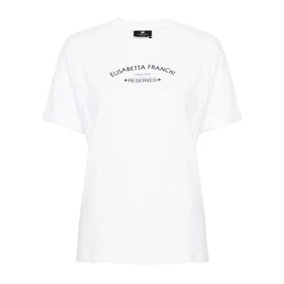 Shop Elisabetta Franchi Logo T-shirt In Gesso