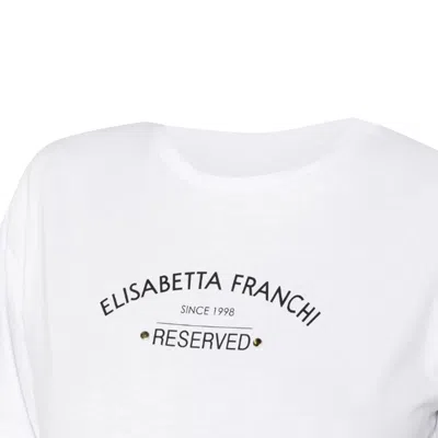 Shop Elisabetta Franchi Logo T-shirt In Gesso