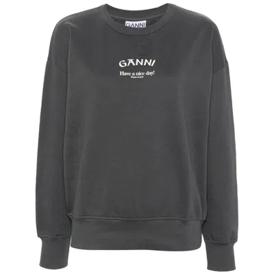 Shop Ganni Sweatshirts In Grey