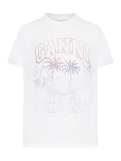 Shop Ganni Tshirt In White