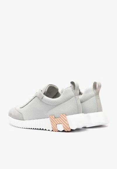 Pre-owned Hermes Bouncing Low-top Sneakers In Gris Temperance Mesh And Suede