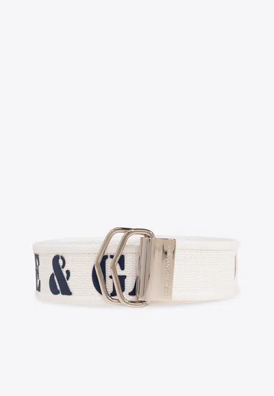 Shop Dolce & Gabbana Branded Tape Belt In White