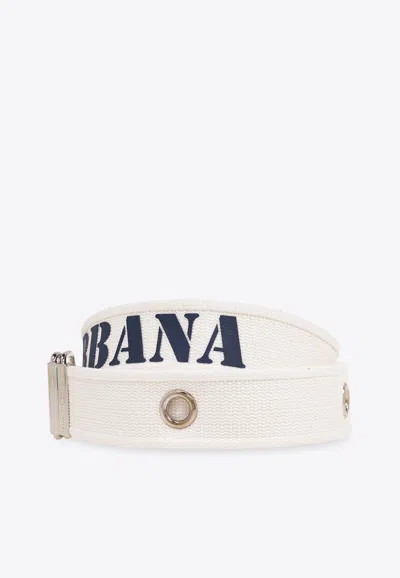 Shop Dolce & Gabbana Branded Tape Belt In White