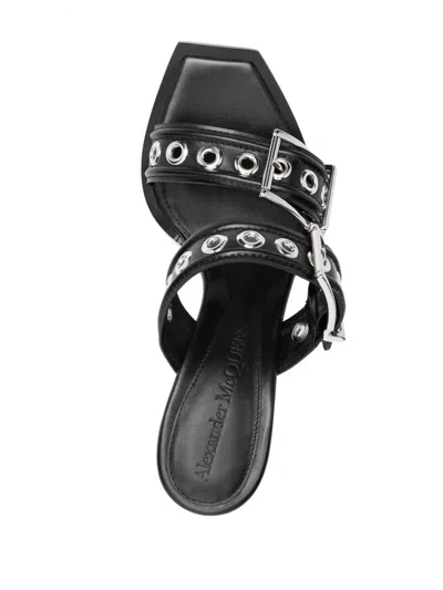 Alexander Mcqueen Alexander Mc Queen Punk Double Buckle Leather Sandals In Black