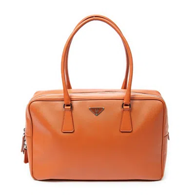 Shop Prada Medium Bauletto Bag In Brown