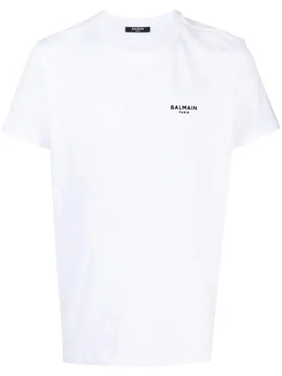 Shop Balmain Classic Fit Flock T-shirt Clothing In White