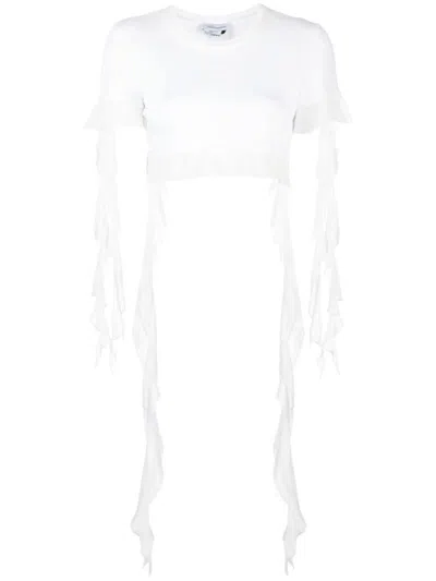 Shop Blumarine T-shirt With Flounces And Ruffles In White